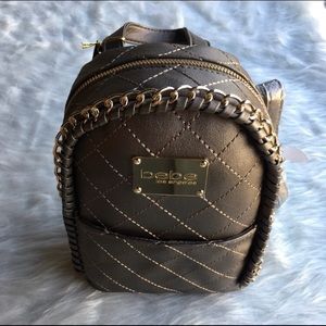 BEBE JULIA MINI BACKPACK SHINY GLITTER BRONZE FAUX LEATHER NWT